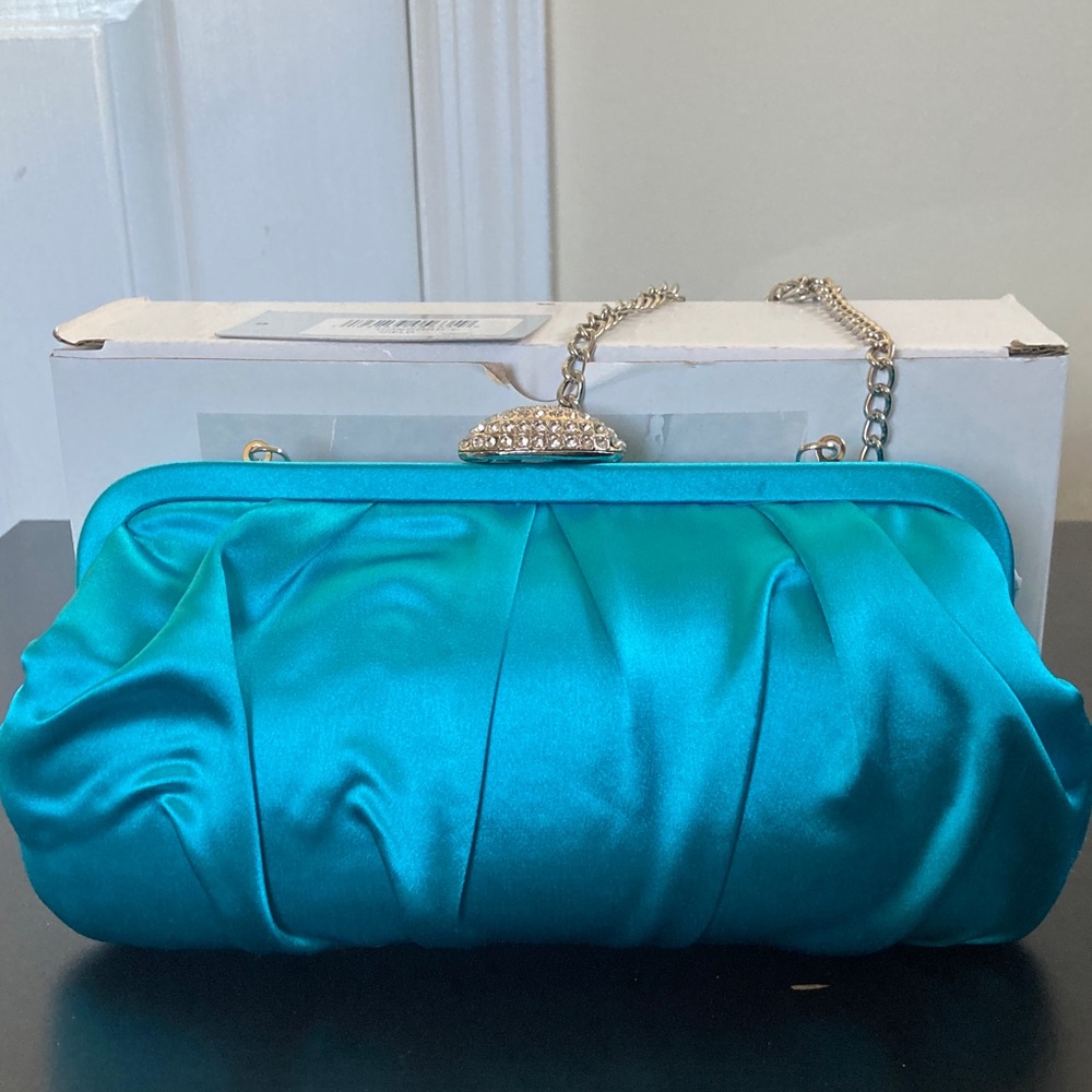 Nina Concord Blue Satin Clutch